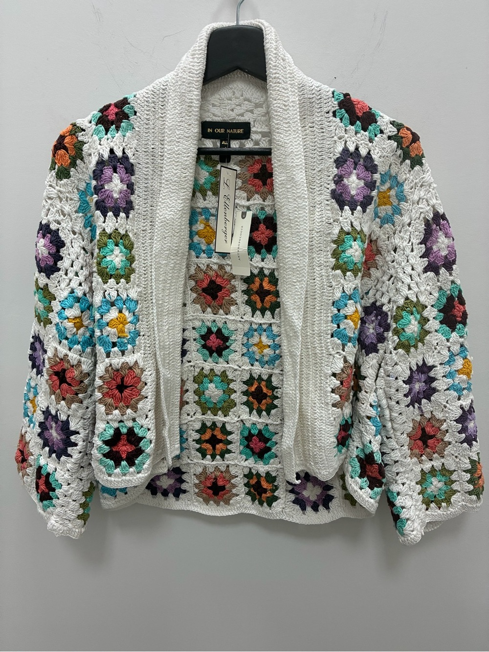 Anthropologie NWT Crochet Granny Square Boho Cardigan Sweater